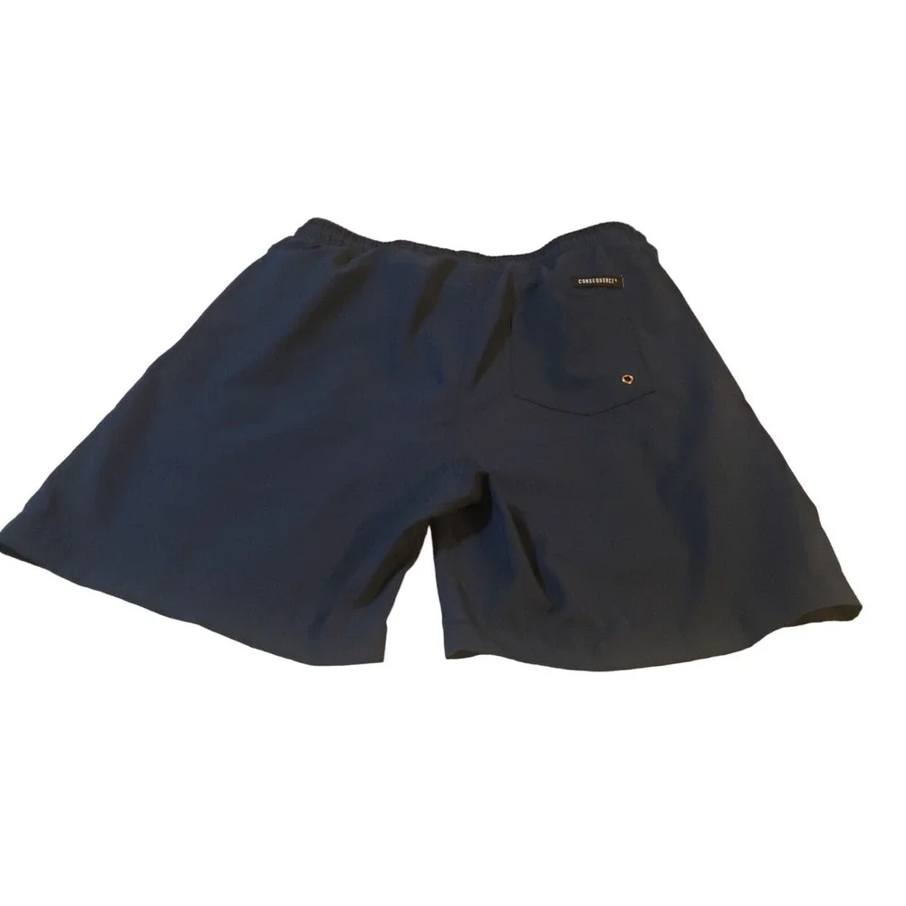 CONSEQUENCE MENS‎ SWIMWEAR SHORTS SIZE SMALL NAVY SUMMER LAKE POOL DESIGNER